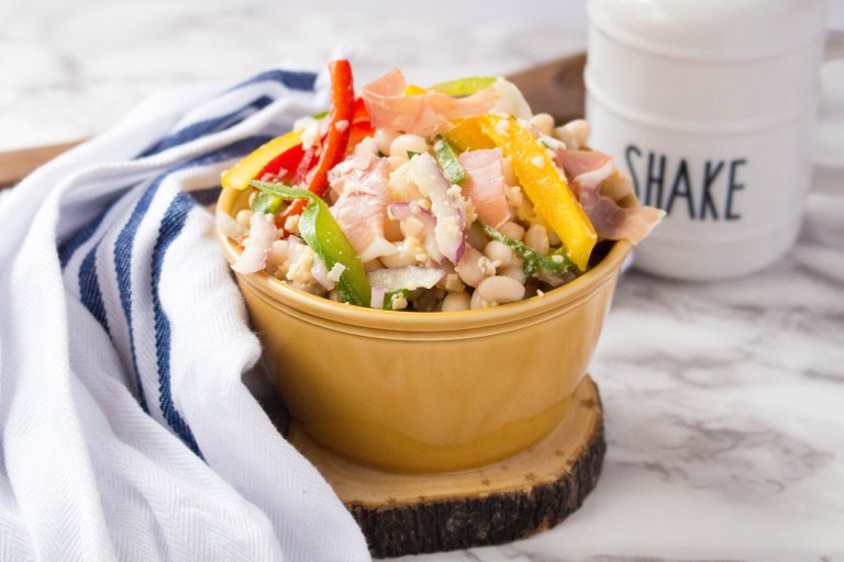 Carmy's Tuscan Bean Salad in a decorative bowl 