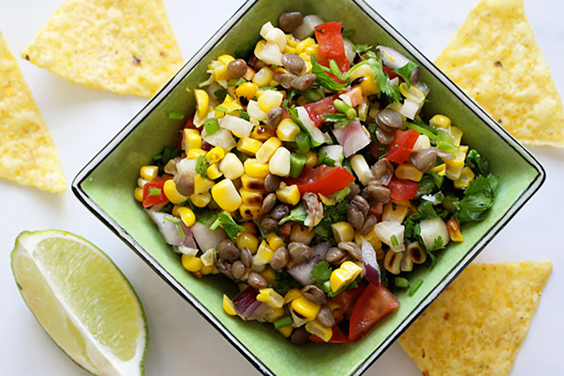 Charred Corn and Lentil Salsa - Appetizers, Snacks &amp; Sides Recipe