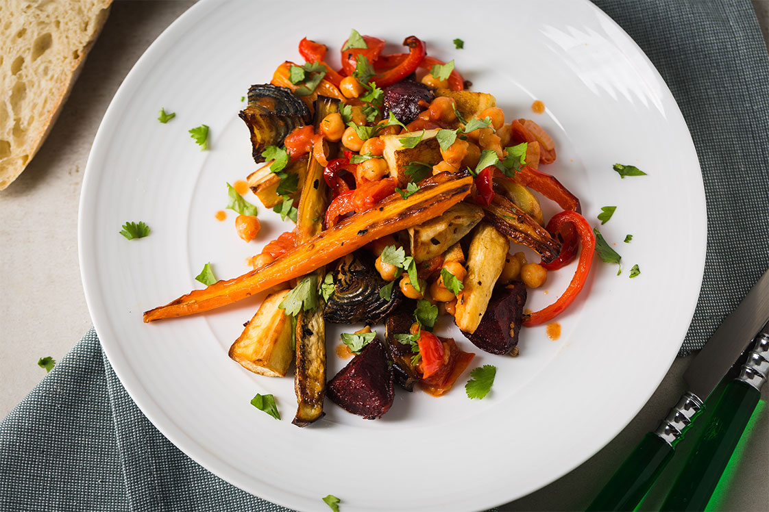 Roast Vegetables with Chickpeas - Appetizers, Snacks & Sides, Mains Recipe