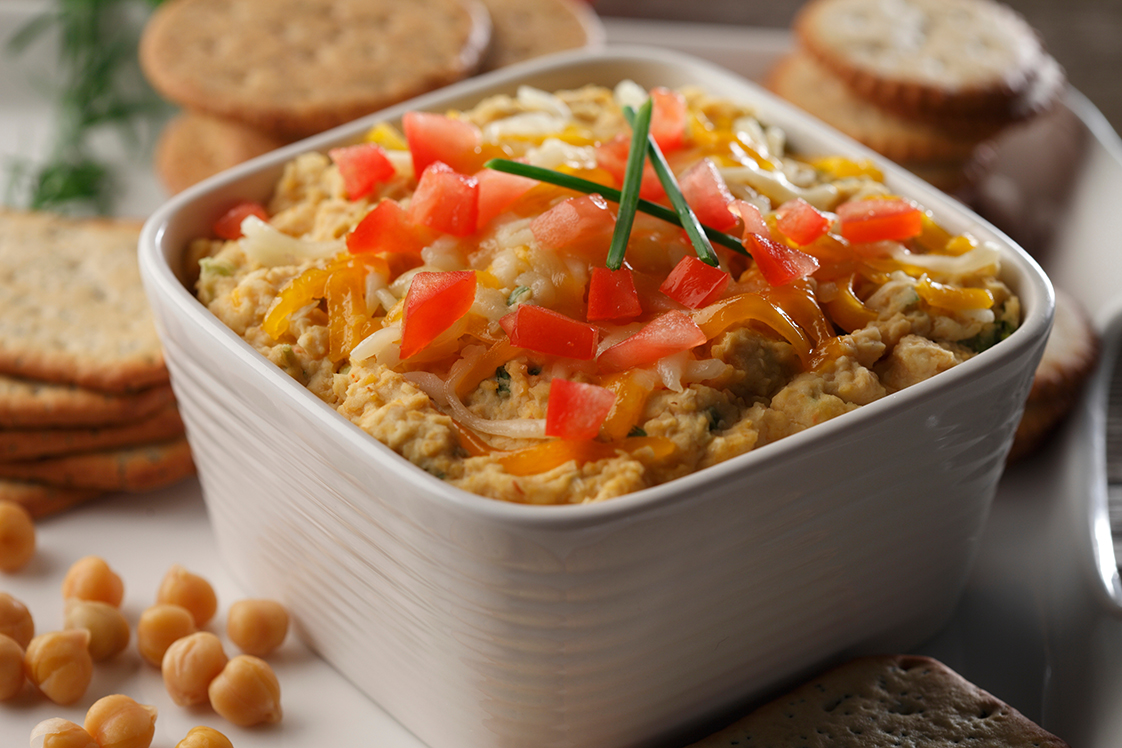 Tomato Topped Cheese and Chickpea Dip - Appetizers, Snacks & Sides Recipe