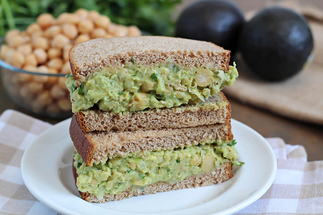 Avocado Chickpea Salad Sandwiches - Appetizers, Snacks & Sides, Mains Recipe