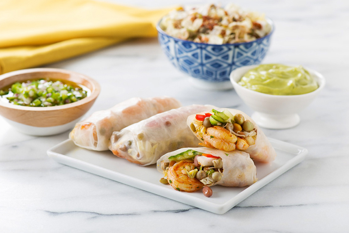 Lentil Sprout Spring Rolls with Shrimp - Appetizers, Snacks &amp; Sides, Mains Recipe