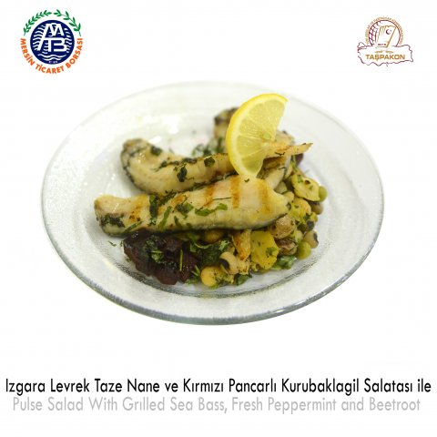 Pulse Salad with Grilled Sea Bass, Fresh Peppermint and Beetroot